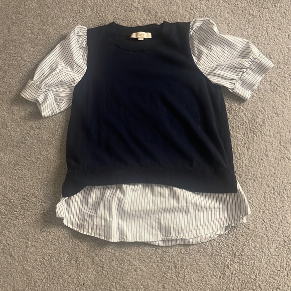 Loft Stripe Layered Mixed Media Sweater - Picture 4 of 5